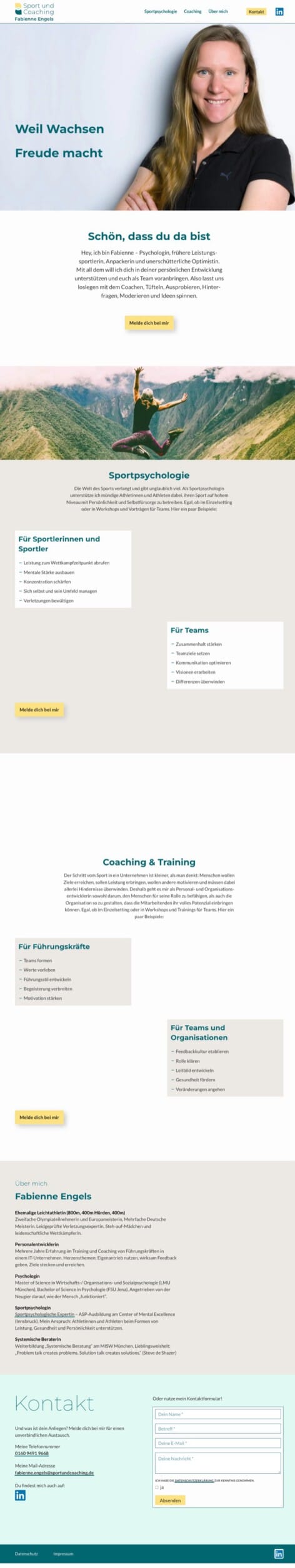 Startseite der Website sportundcoaching.de